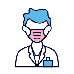 male wearing medical mask line and fill style icon