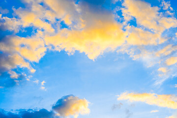 Fototapeta premium twilight sky full with golden cirrus clouds shape,Nature background