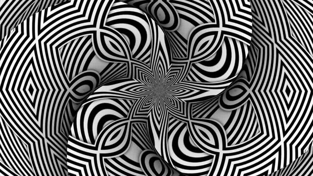 Hypnotic Rhythmic Movement Black And White Kaleidoscope Flower Animation