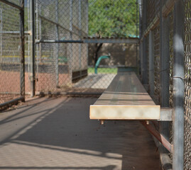 Fototapeta na wymiar Lonely baseball dugout because of Covid 19