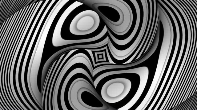 Hypnotic Rhythmic Movement Black And White Kaleidoscope Animation