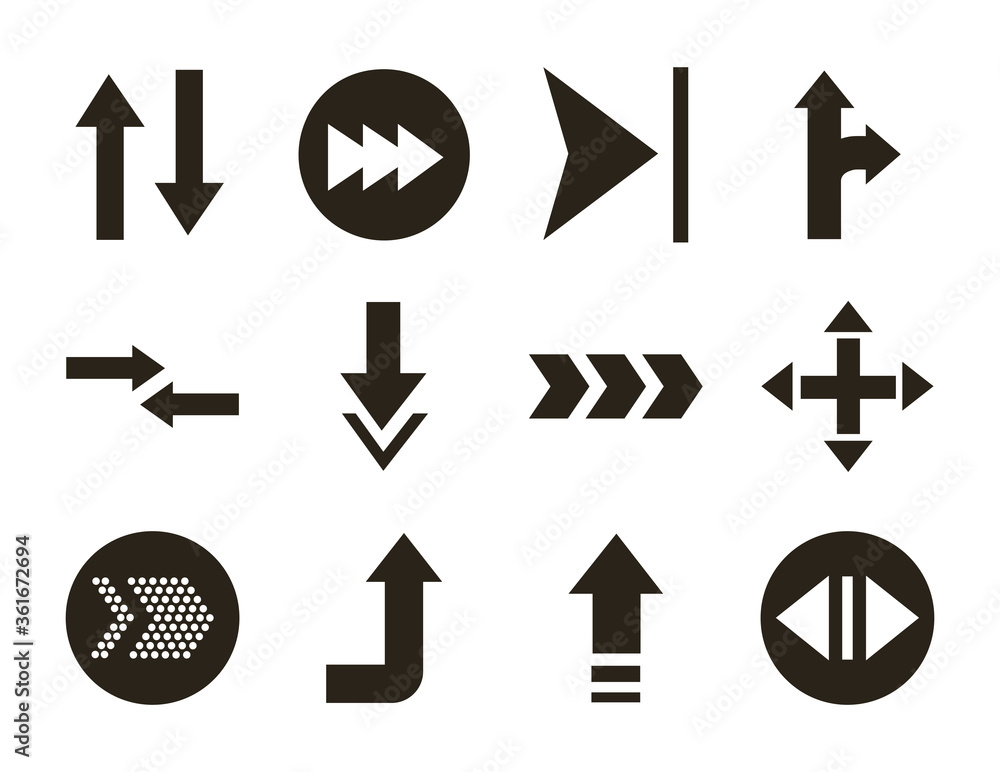Poster bundle of arrows set icons