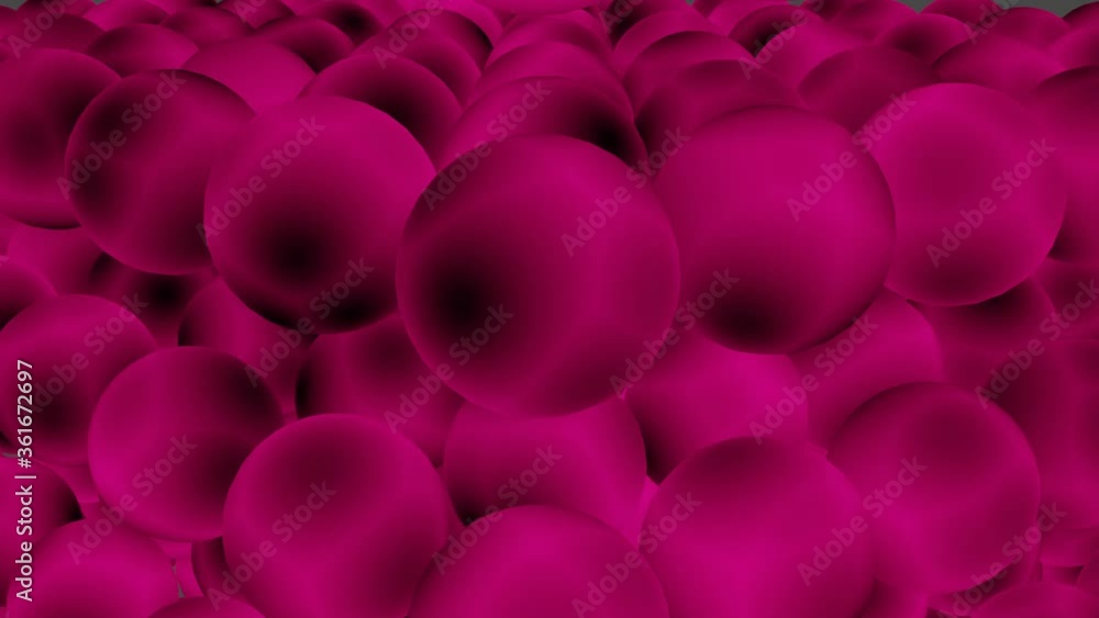 Poster hd video of abstract sphere rows background, with black animated shadows going over balls illuminate