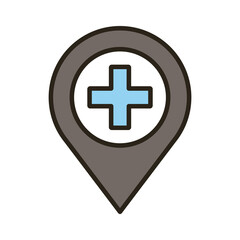 medical cross symbol in pin location line and fill style