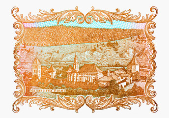 Putna monastery. Portrait from Romania Banknotes.