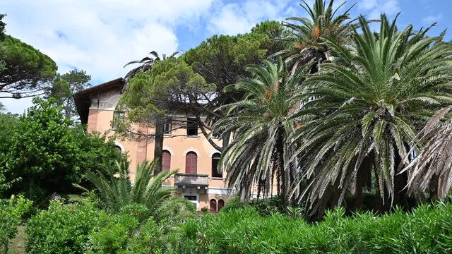 Monterosso, Liguria, Italy. June 2020. The home of the nobel prize poet Eugenio Montale. It is surrounded by a park dedicated to him.