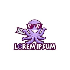 design mascot octopus mail, design ocean character playfull 