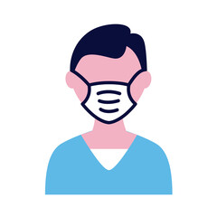 male wearing medical mask flat style icon