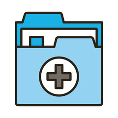 medical cross in folder documents line and fill style
