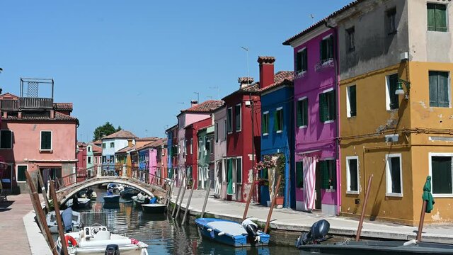 Burano - Venice, Italy - Colorful buildings between the canals of the lagoon city