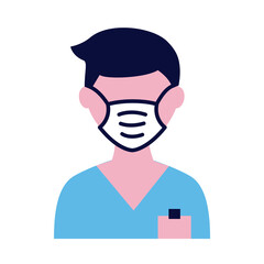 male wearing medical mask flat style icon