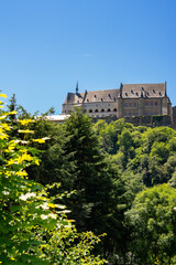 Fototapeta na wymiar Vianden Castle, Luxembourg's best preserved monument, one of the largest fortified castles West of the Rhine Romanesque style, with gothic additions