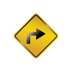 Right turn road sign