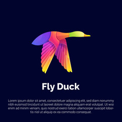 colorful Fly duck logo template.Suitable for Creative Industries, Company, Multimedia, Entertainment, Education, Shop and other related business.