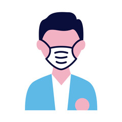 male wearing medical mask flat style icon