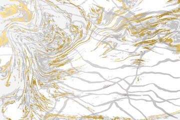 Gray and gold agate ripplle pattern. Light marble background.