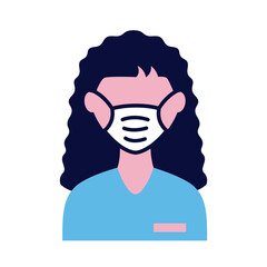 female wearing medical mask flat style icon