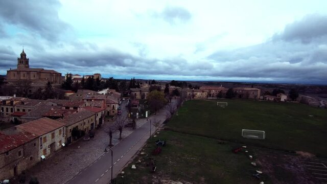 Aerial view of Medinacelli, historical village of Soria,Spain. Drone Footage
