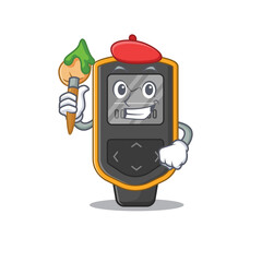 Dive computer artist cartoon picture style paint a landscape using a brush