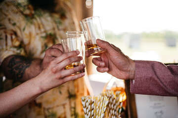 Friends drinking and toasting beer