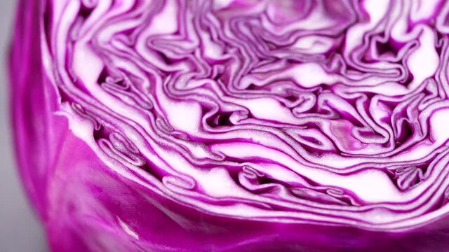 Red cabbage texture rotate and close-up