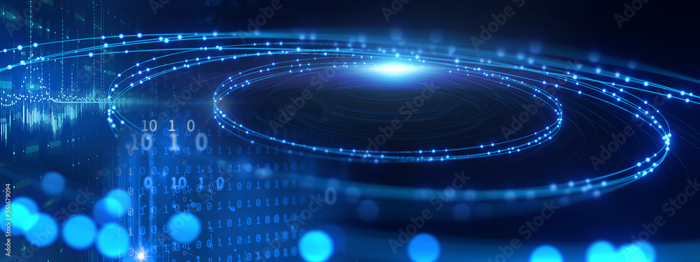 Poster defocused image of fiber optics lights abstract background
