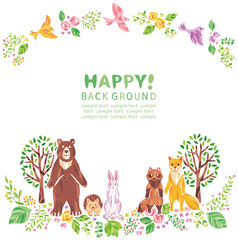 花　植物　動物　フレーム