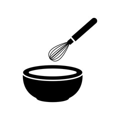 whisk and bowl baking icon vector