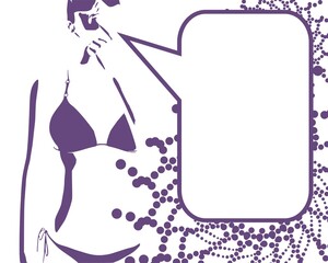 Banner with female silhouette and speech bubble