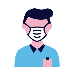 male wearing medical mask flat style icon