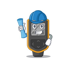 Caricature design concept of dive computer Architect with new city landscape blue prints