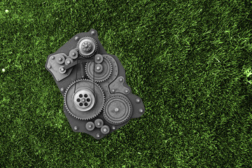 Gears and cogs macro . Mixed media