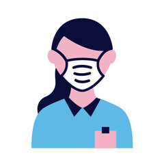 female wearing medical mask flat style icon