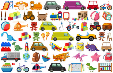 Set of various objects cartoon