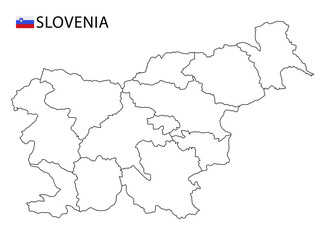 Slovenia map, black and white detailed outline regions of the country.