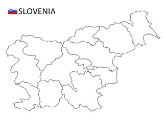 Obraz premium Slovenia map, black and white detailed outline regions of the country.