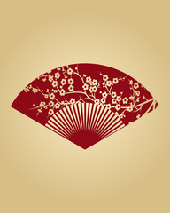 Ancient Traditional Chinese Background Template with A Fan And Wintersweet