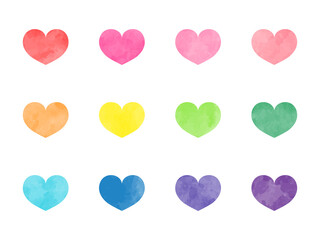 Watercolor texture vector illustration of colorful heart