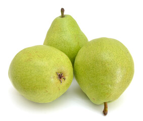 Ripe green yellow pears isolated on white