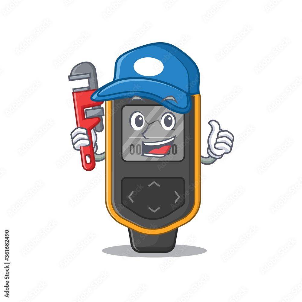 Canvas Prints cartoon mascot design of dive computer as a Plumber with tool