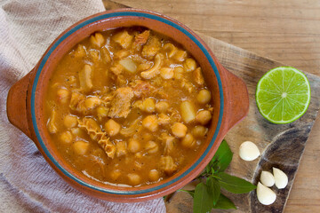 Madrid tripe with chickpeas - Aerial shot