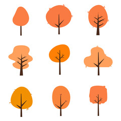 Set of a orange trees icons
