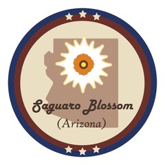 Arizona state with saguaro blossom flower