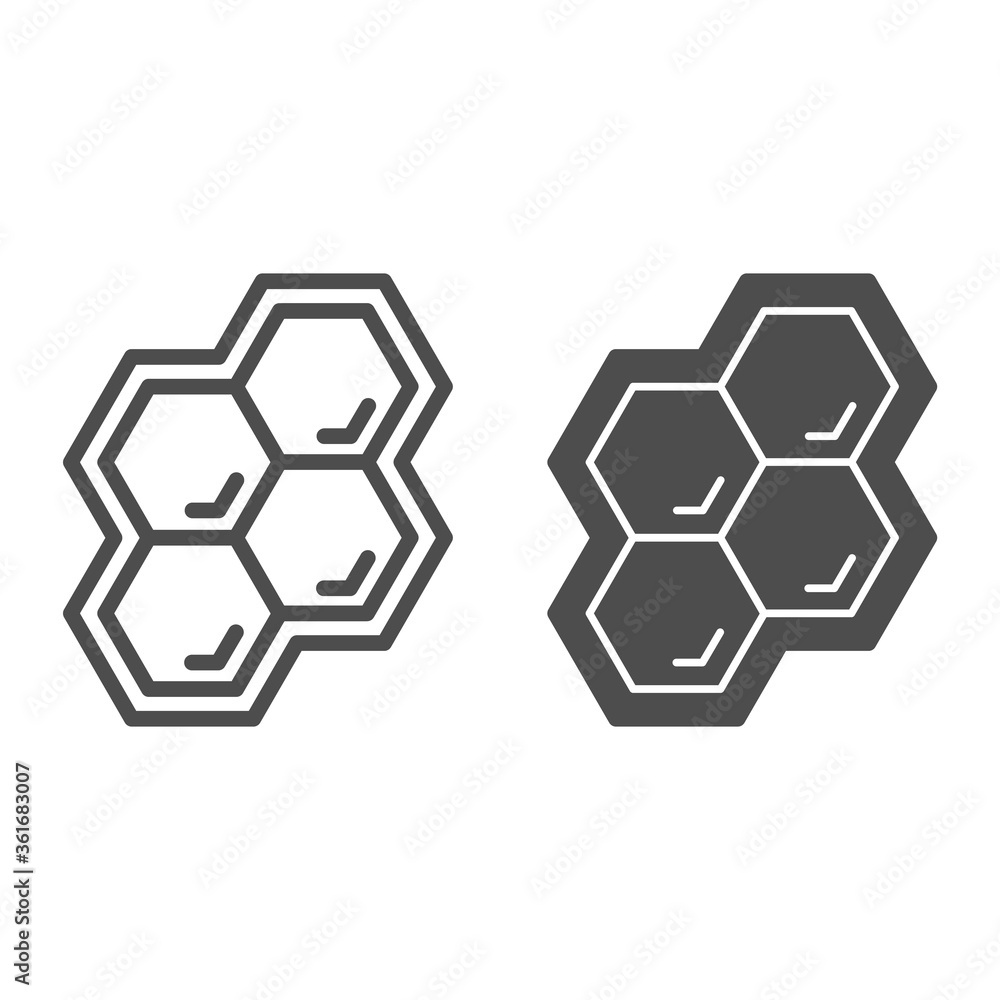 Poster honeycomb line and solid icon, honey and bee concept, honey cells on white background, bee hexagon h
