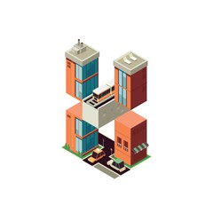 Isometric building alphabet X