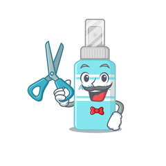 Antiseptic talented barber cartoon character design working in the barbershop