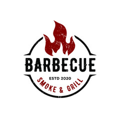 Vintage Retro Rustic BBQ Grill, Barbecue, Barbeque Label Stamp Logo design vector
