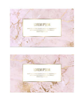 Marble business cards with gold veins texture.