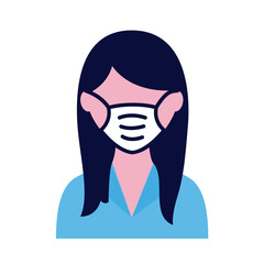 female wearing medical mask flat style icon