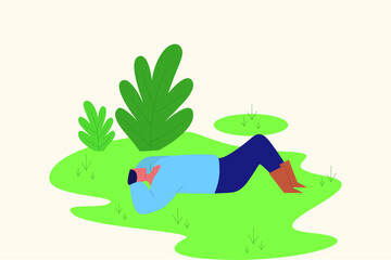 Man Lying down in park